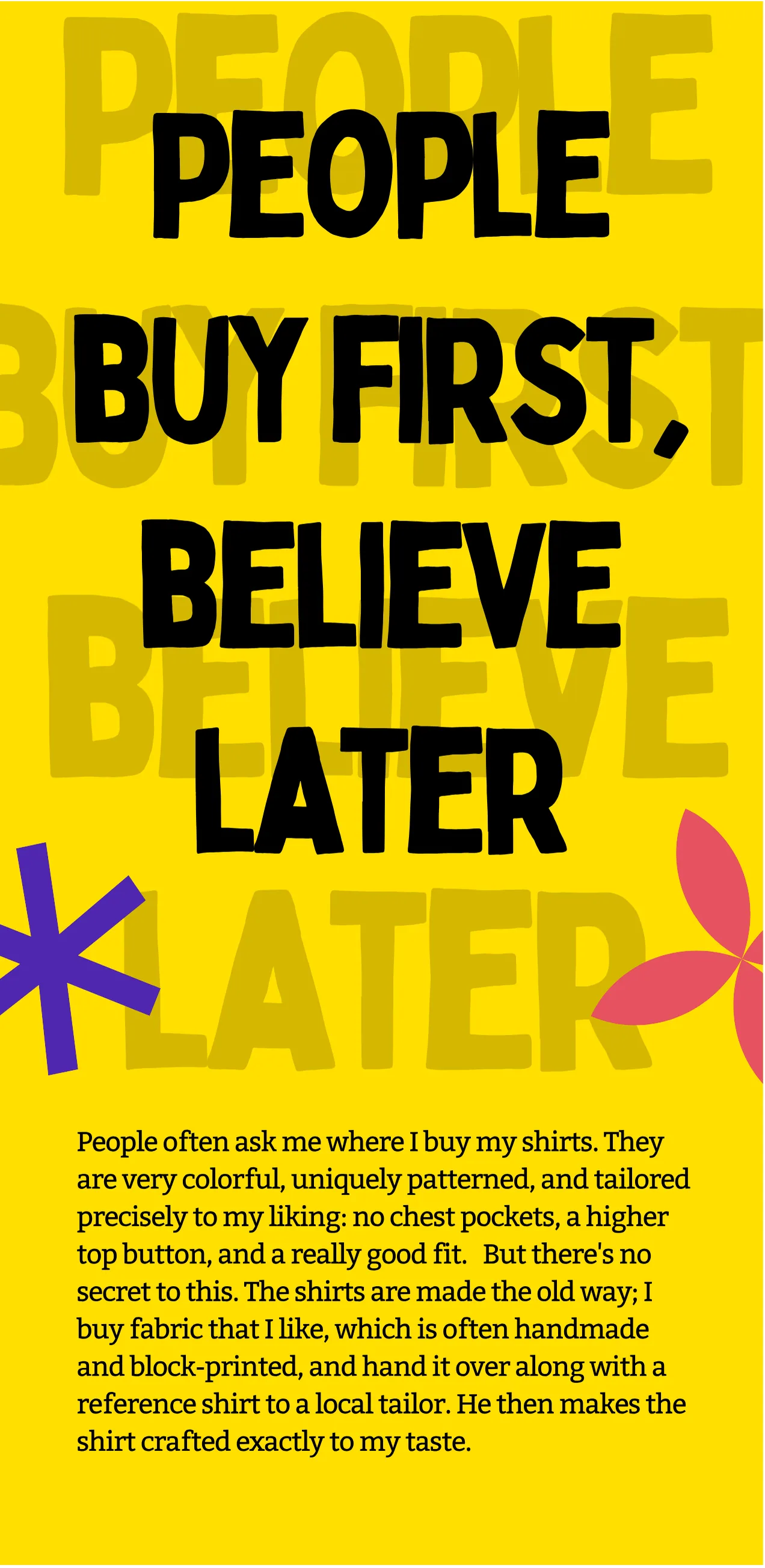 People buy first, believe later: opening of the sustainability feature on yellow.