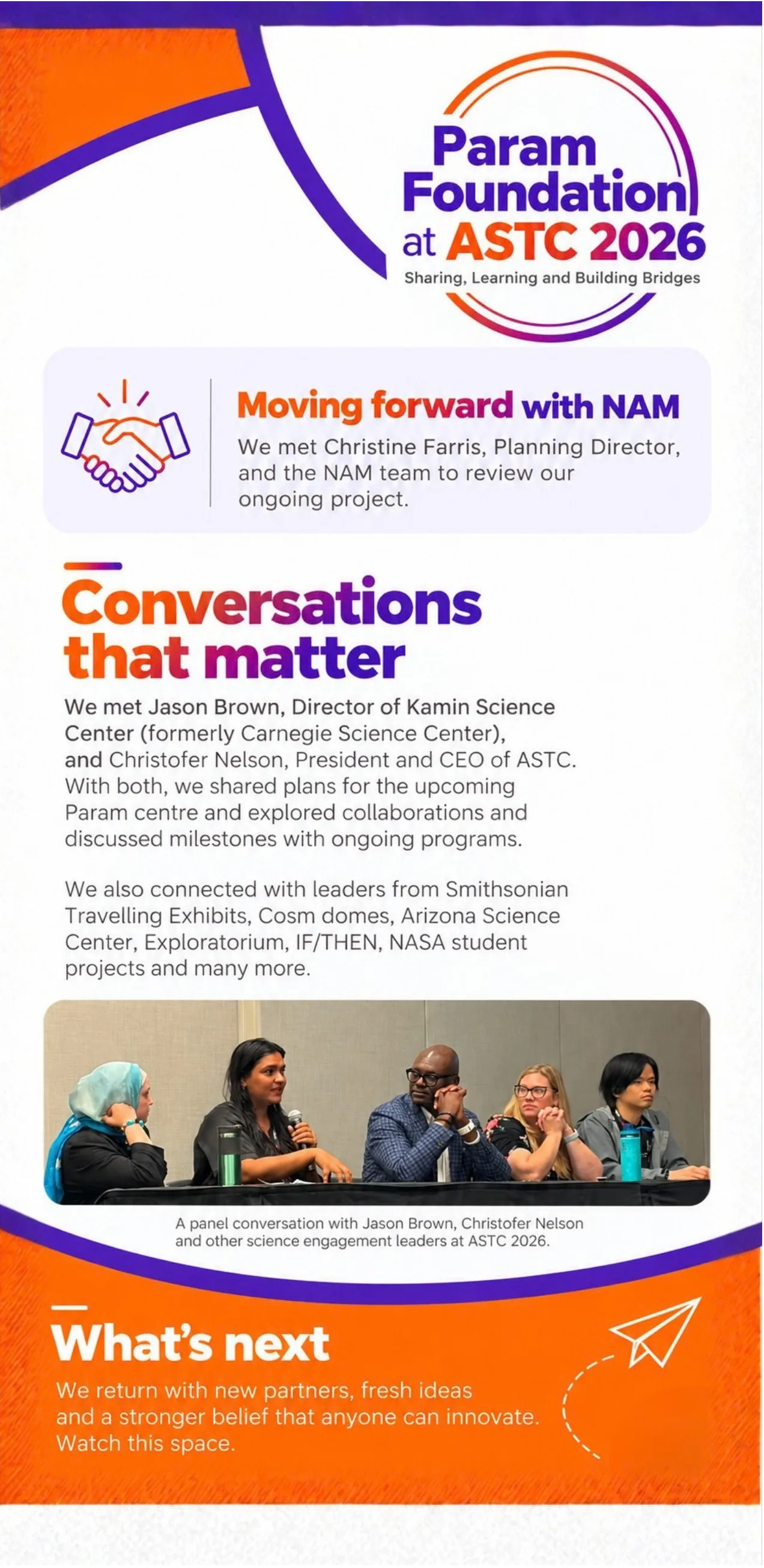 Param Foundation at ASTC 2026: Moving forward with NAM; Conversations that matter; What's next.